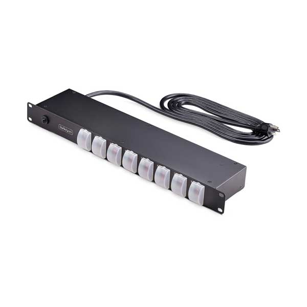 StarTech 8-Outlet Horizontal Rack Mount PDU, 1U Power Strip, 15A (8NS8-RACK-MOUNT-PDU)
