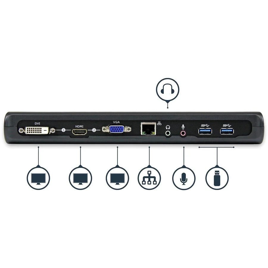 StarTech USB3SDOCKHDV Dual-Monitor USB 3.0 Docking Station with HDMI & DVI/VGA - Image 4