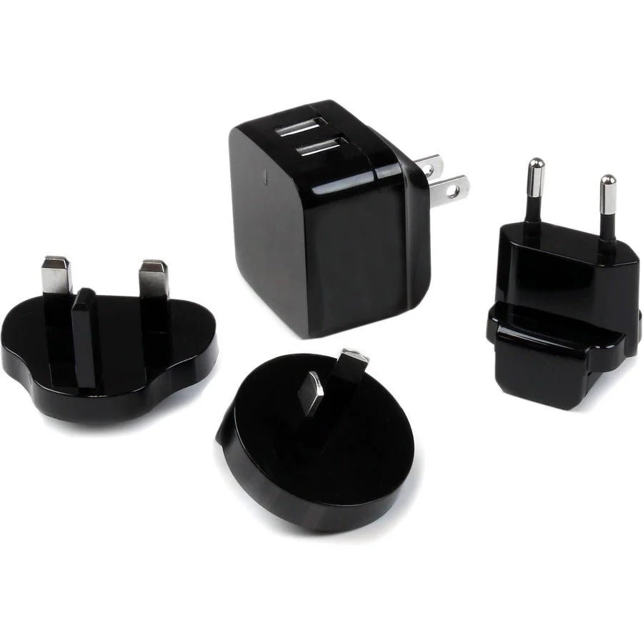 StarTech Dual-Port USB Wall Charger - International Travel - 17W/3.4A - Black - Image 2