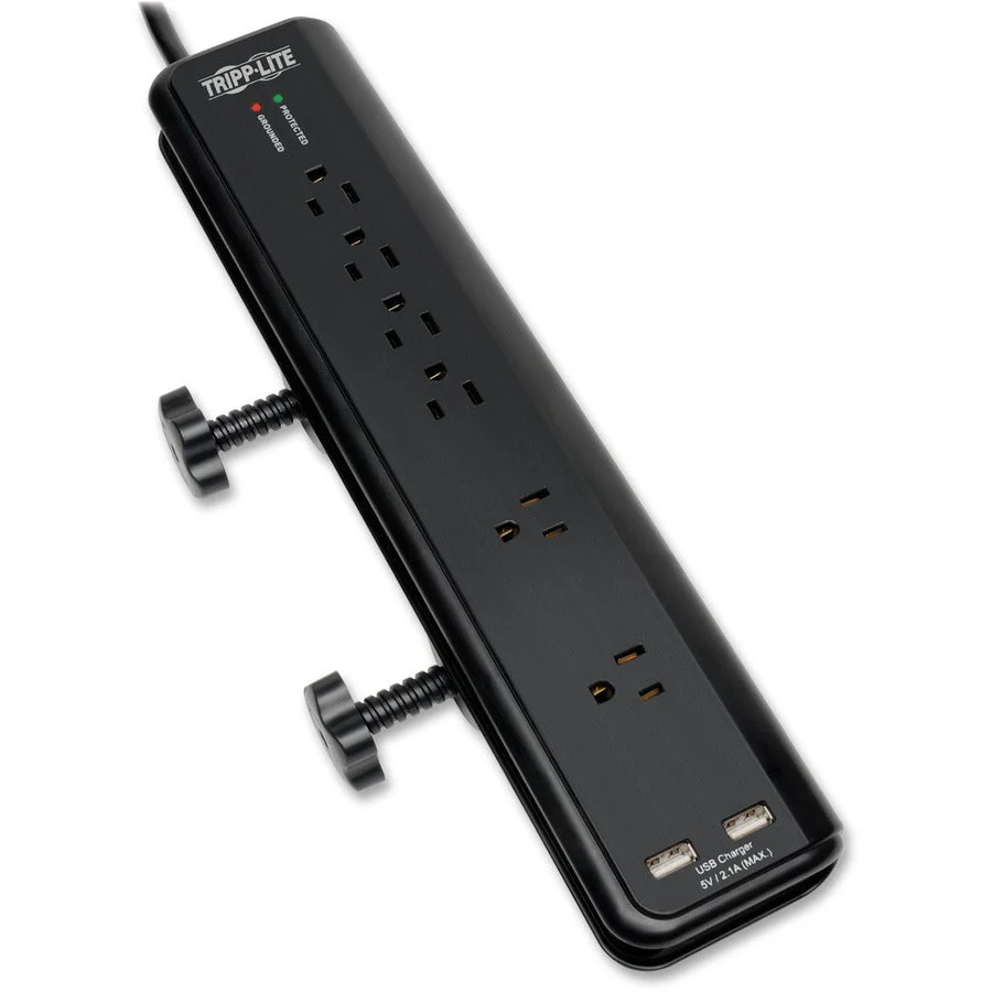 Tripp Lite Surge Protector Strip Desk Mount 120V USB 6 Outlet 6ft Cord