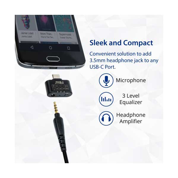 Syba USB Type C to 3.5mm Audio Adapter & Amplifier - 96 KHz 24 Bit DAC - Image 2