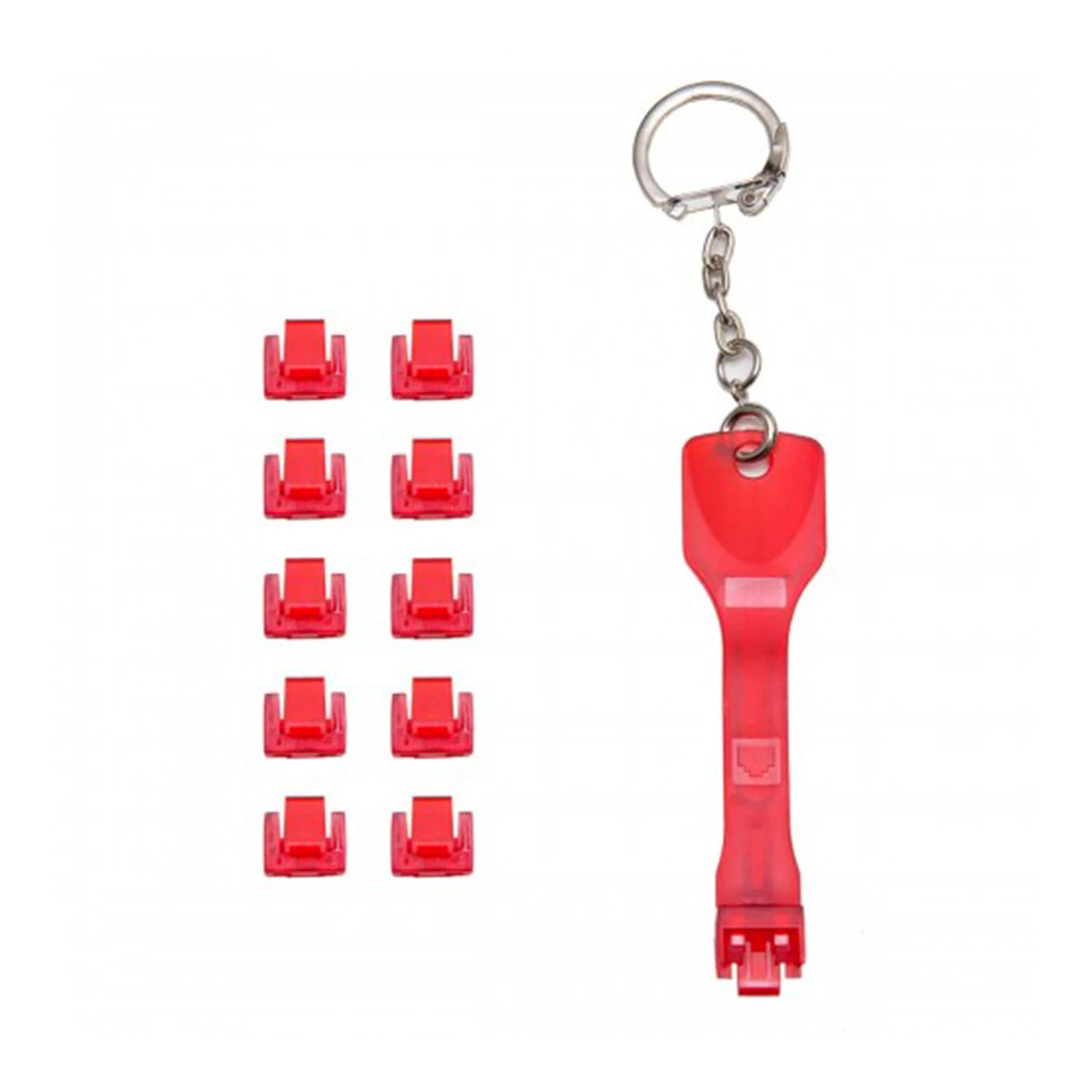 SYBA SY-ACC24053 10-Pack Locking RJ45 Port Dust Blocker with Removal Keys Tool - Red - Image 2