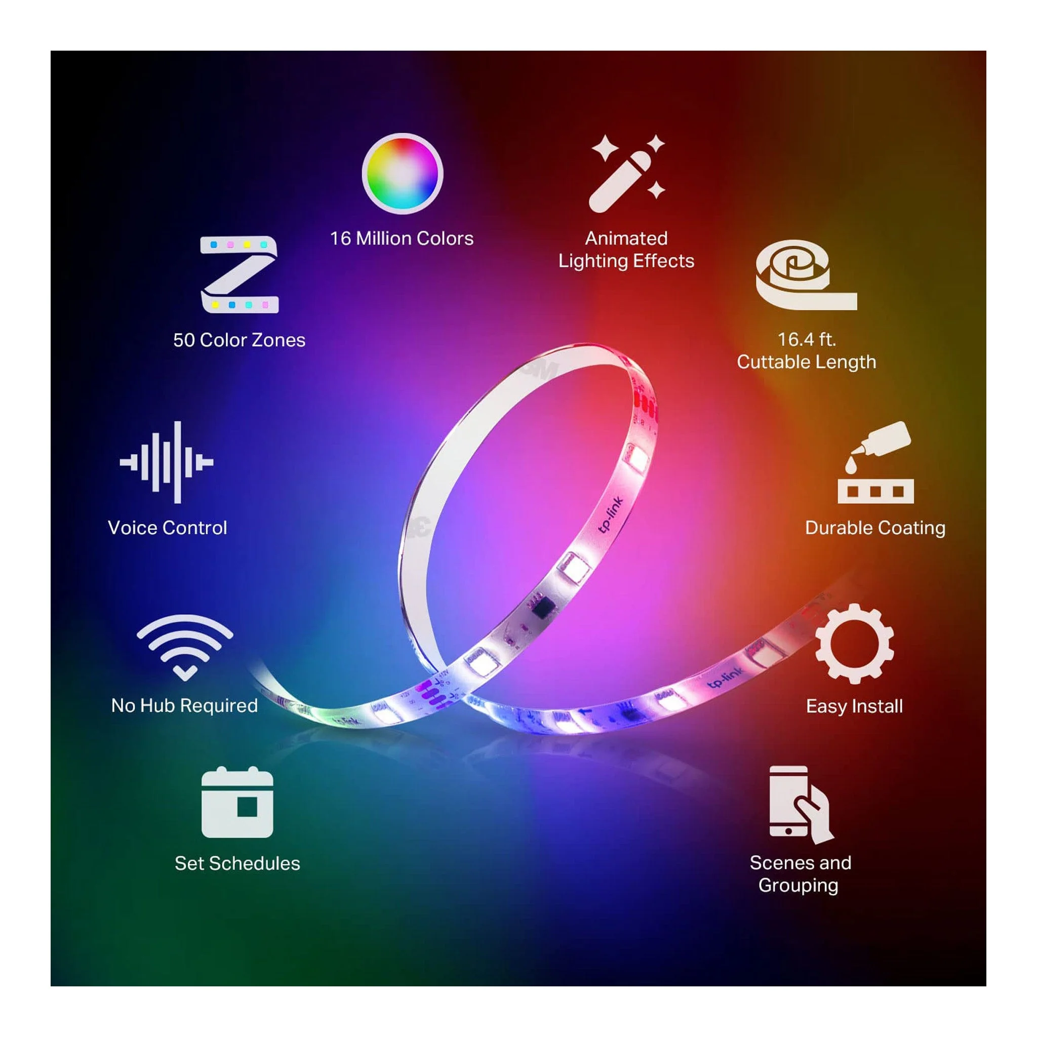 TP-Link KL420L5 16.4ft RGBIC Kasa Smart Multicolor Light Strip - Image 2
