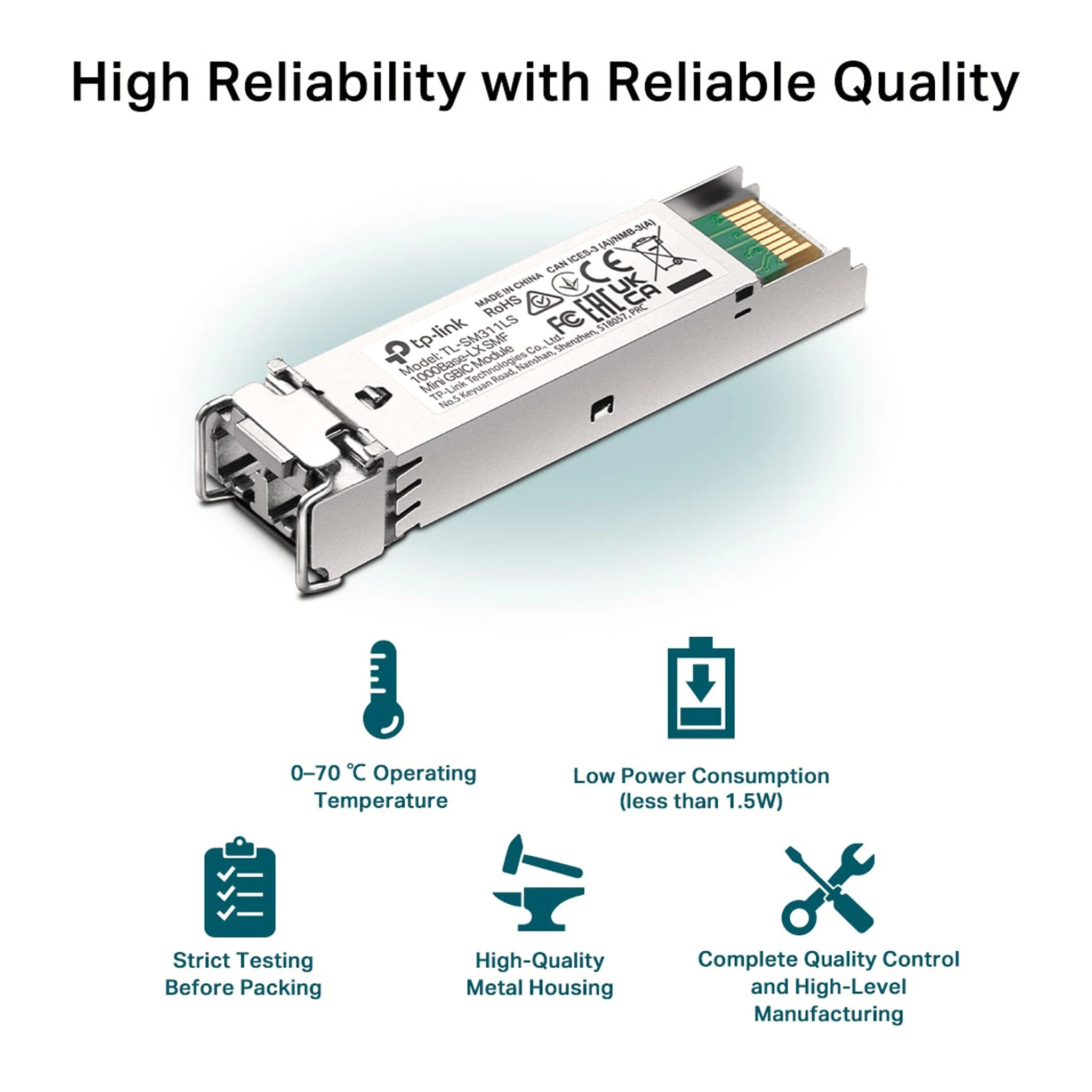TP-Link TL-SM311LS Single-Mode Fiber MiniGBIC Gigabit SFP Module - Image 3