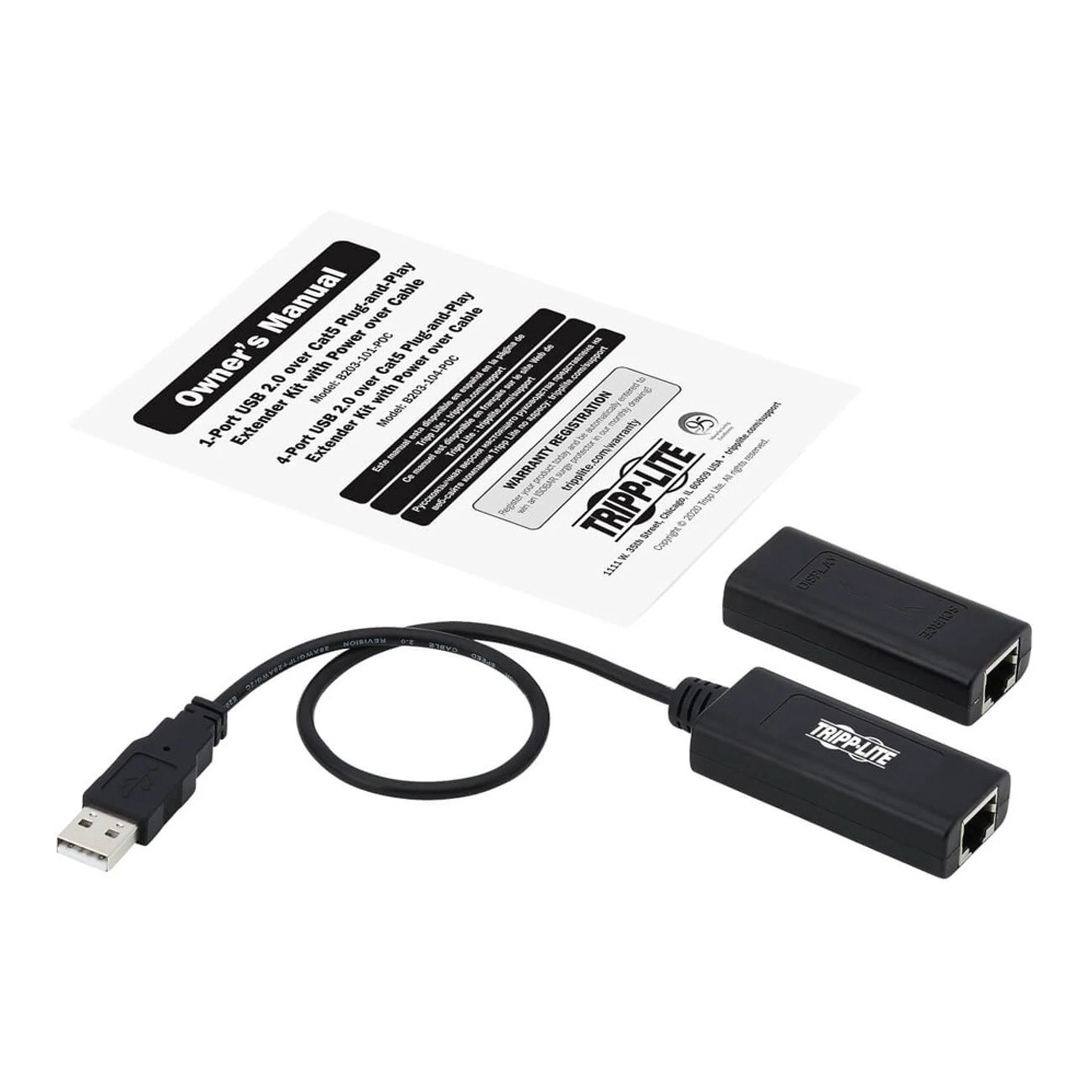 Tripp Lite B203-101-POC USB over Cat5/Cat6 Extender Kit 1-Port with PoC USB 2.0 164 ft - Image 8