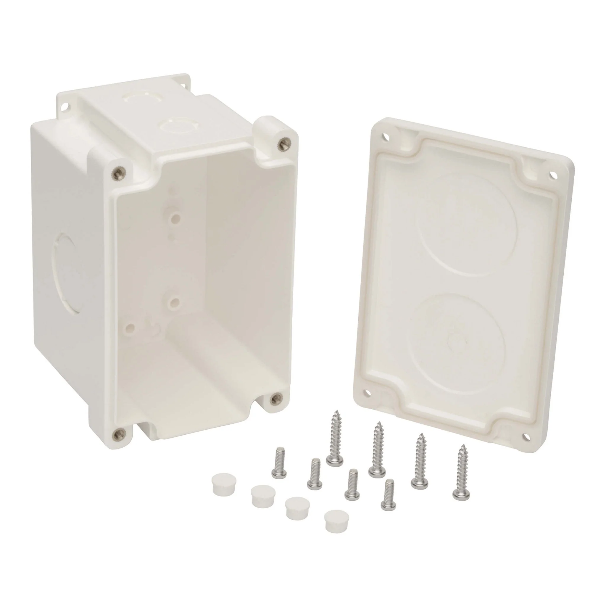 Tripp Lite N206-SB01-IND 2-Cutout IP68 Single Gang Surface Mount Junction Box with Blank Keystone Wallplate - White - Image 2