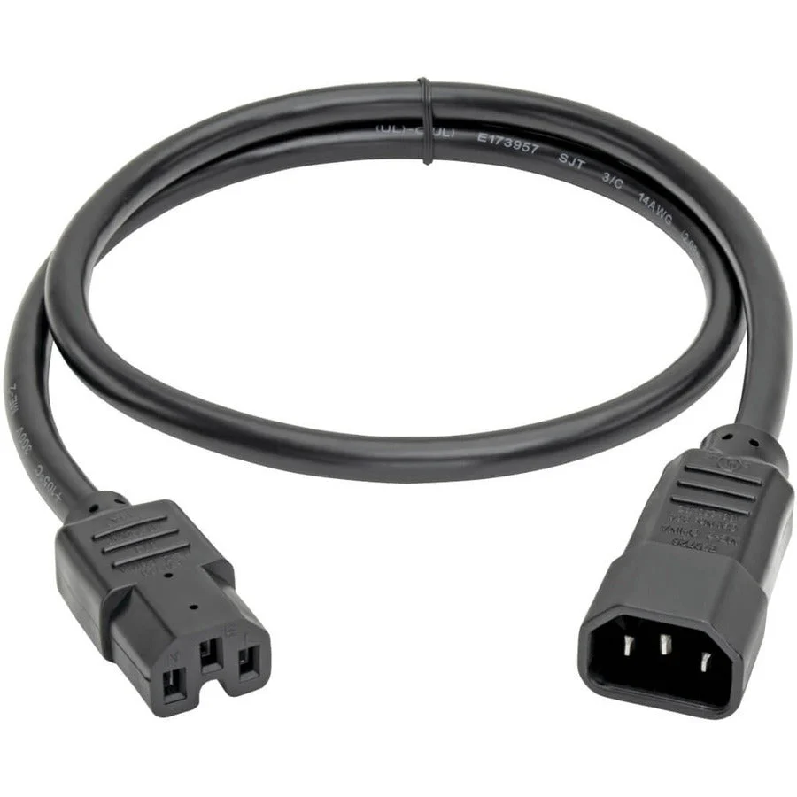 Tripp Lite P018-003 3ft 250V 15A 14AWG Black Heavy-Duty C14 to C15 Power Cord - Image 2