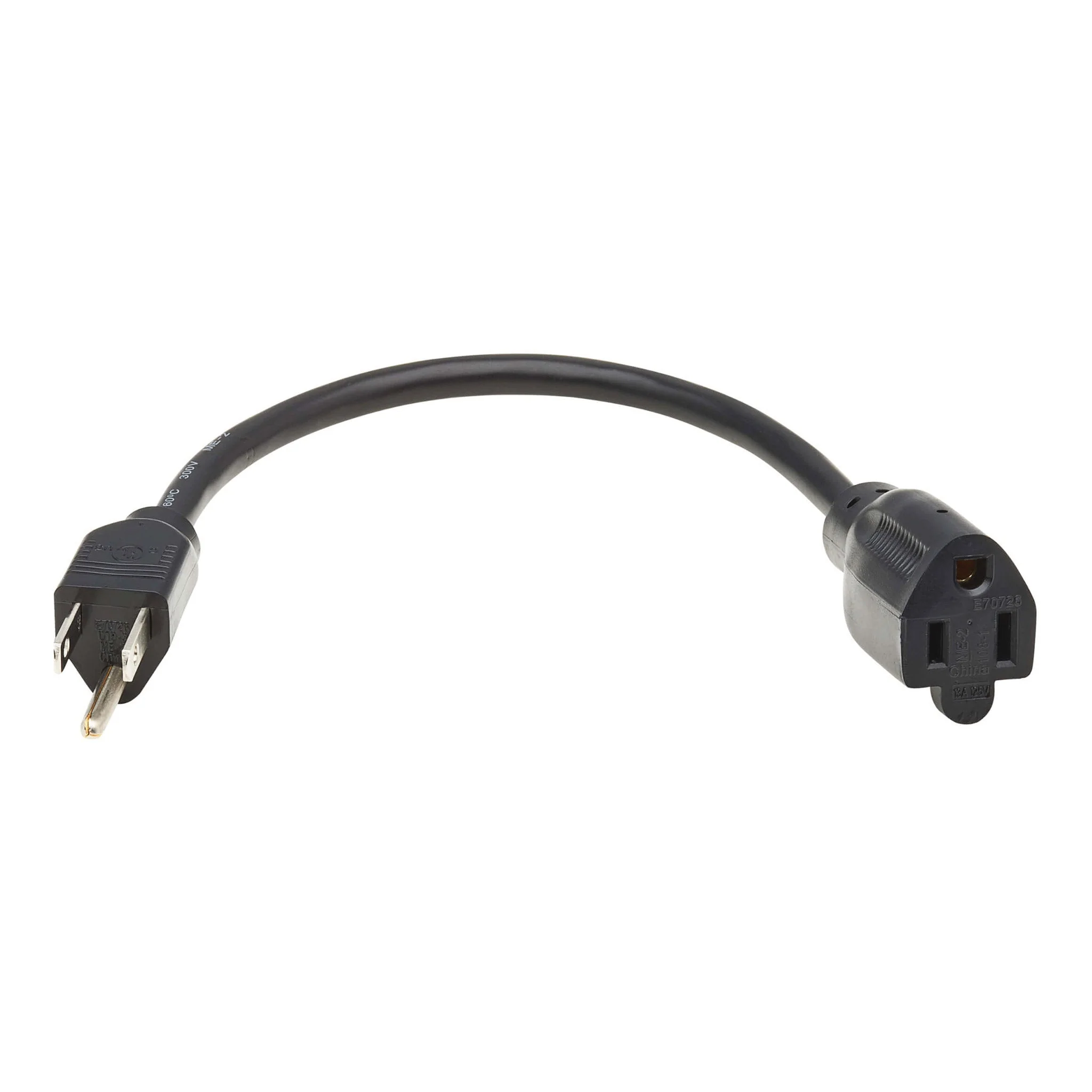 Tripp Lite P022-001-13A 1ft 16AWG 13A 120V NEMA 5-15P to NEMA 5-15R Power Extension Cord - Black - Image 2
