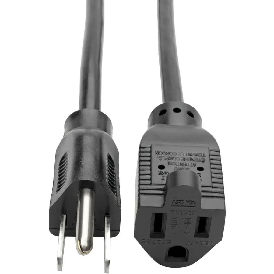 Tripp Lite P022-001 1ft 18AWG 120V 10A Black NEMA 5-15P to NEMA 5-15R Power Extension Cord - Image 2