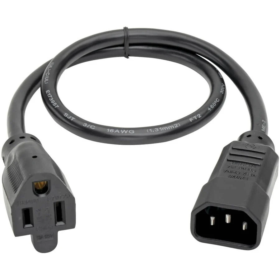 Tripp Lite Power Cord Adapter 16AWG 12A 125V IEC-320-C14 to NEMA 5-15R 2'