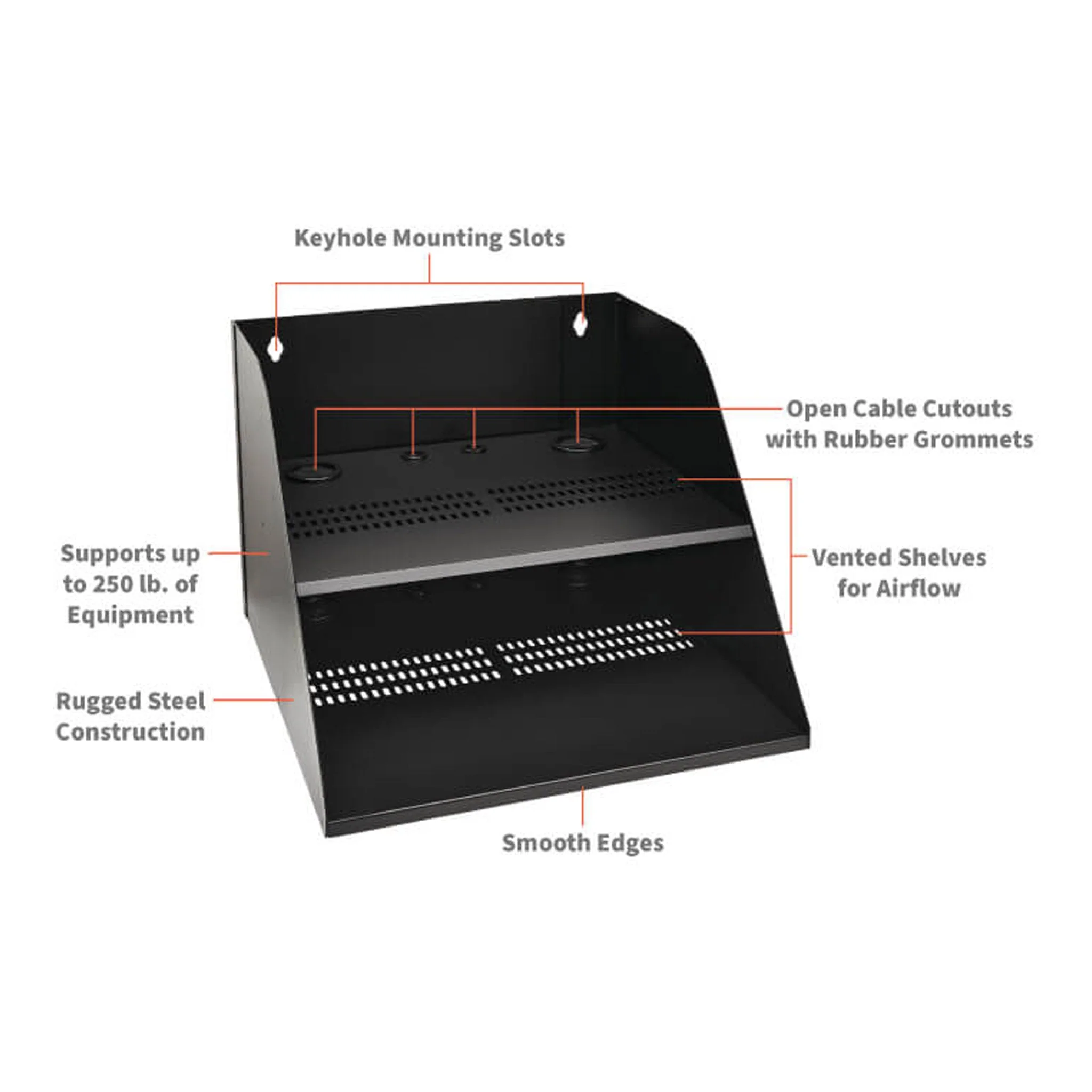 Tripp Lite SRWOSHELFLG 20" Wall-Mount Double Shelf for IT Equipment - Black - Image 4