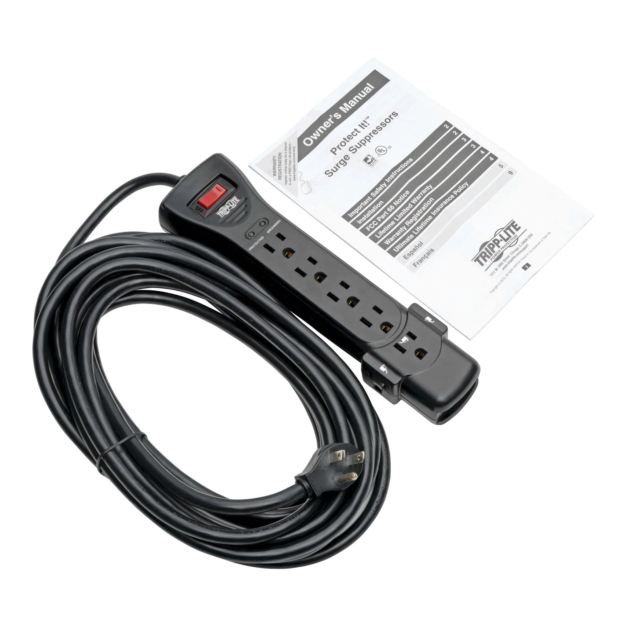 Tripp Lite SUPER725B 7-Outlet 25ft Cord 2160 Joules Black Protect It! Surge Protector - Image 5