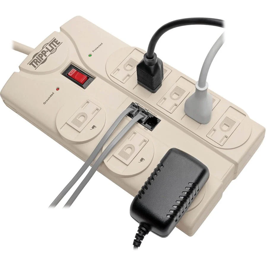 Tripp Lite Surge Protector 120V 5-15R 8 Outlet RJ11 8ft Cord 2160 Joule