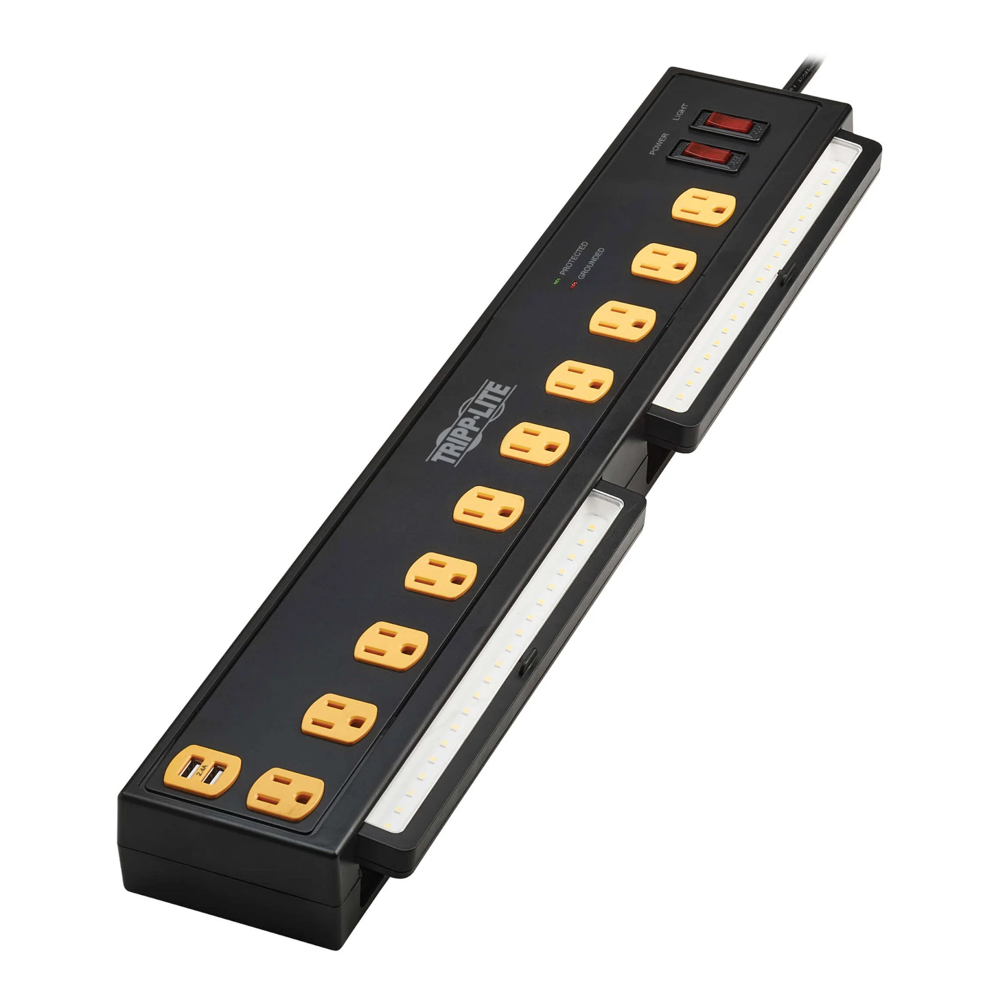 Tripp Lite TLP1006USB 10-Outlet 2 USB Ports 1350 Joules Protect It! Surge Protector with Swivel Light Bars