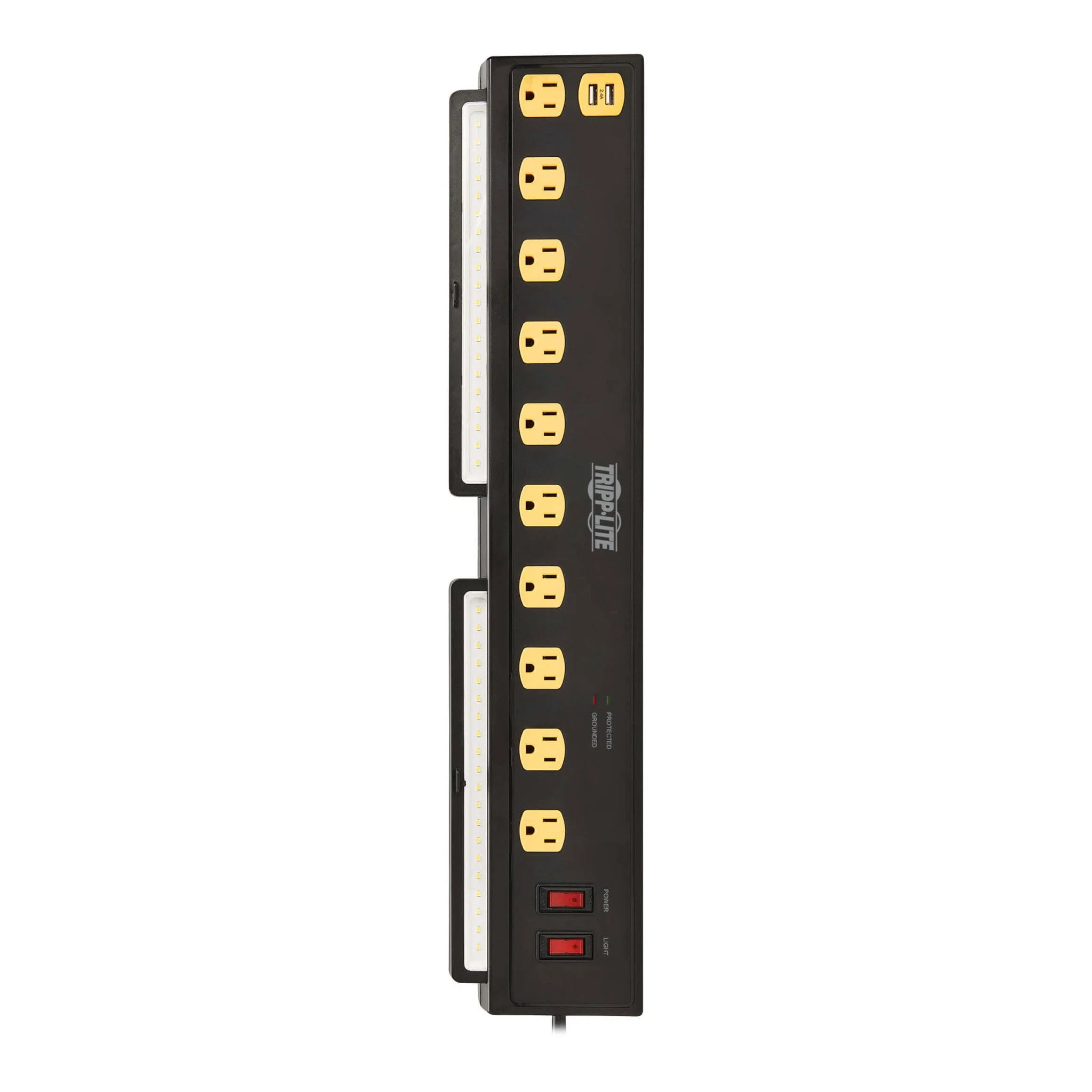 Tripp Lite TLP1006USB 10-Outlet 2 USB Ports 1350 Joules Protect It! Surge Protector with Swivel Light Bars - Image 4
