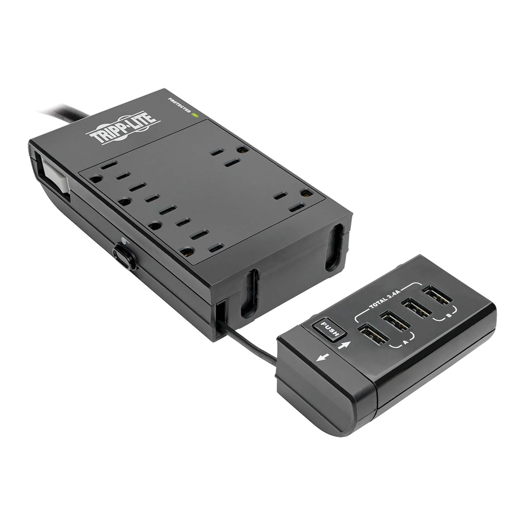 Tripp Lite TLP66USBR 6-Outlet 4 USB Ports 1080 Joules Protect It! Surge Protector - Black - Image 3