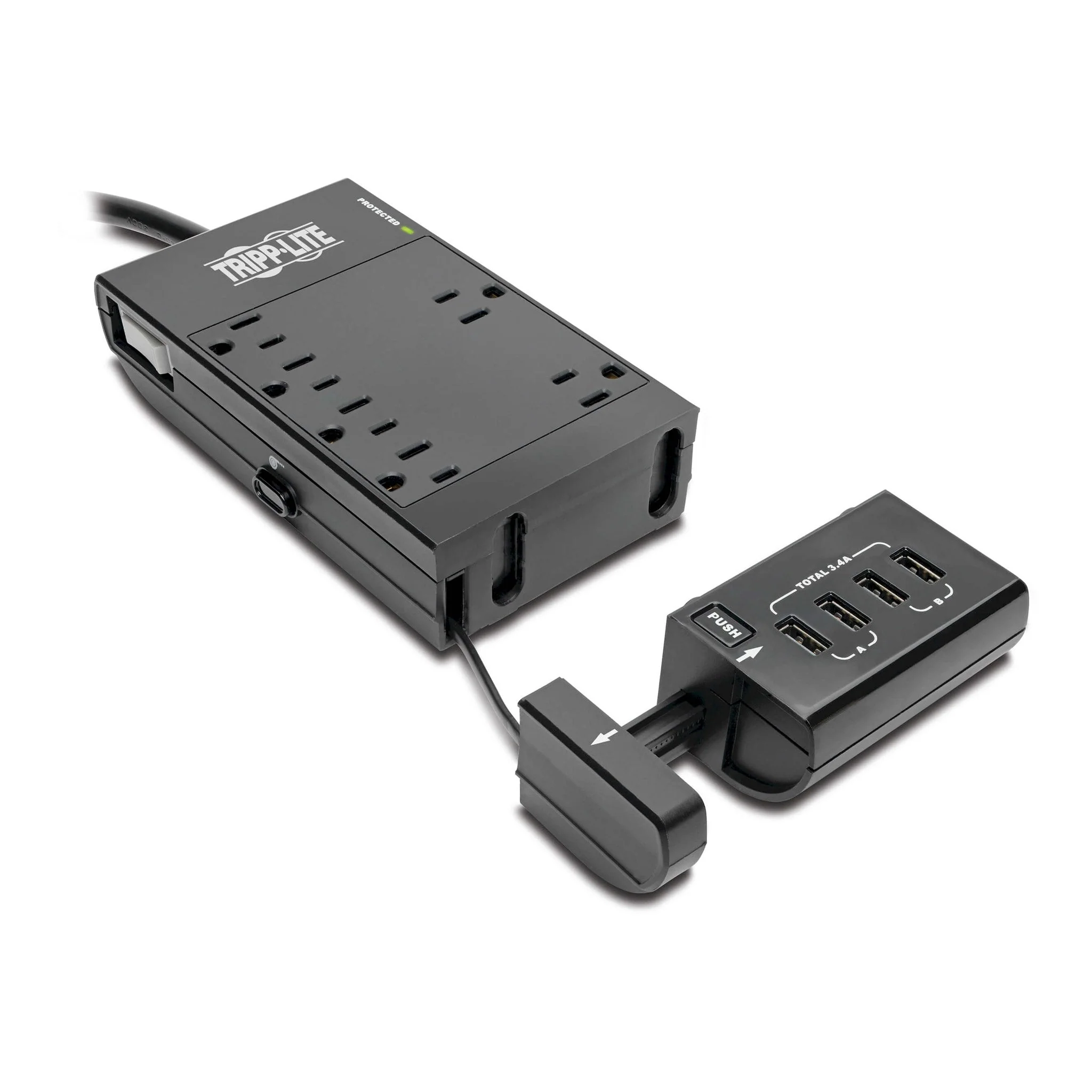 Tripp Lite TLP66USBR 6-Outlet 4 USB Ports 1080 Joules Protect It! Surge Protector - Black - Image 4