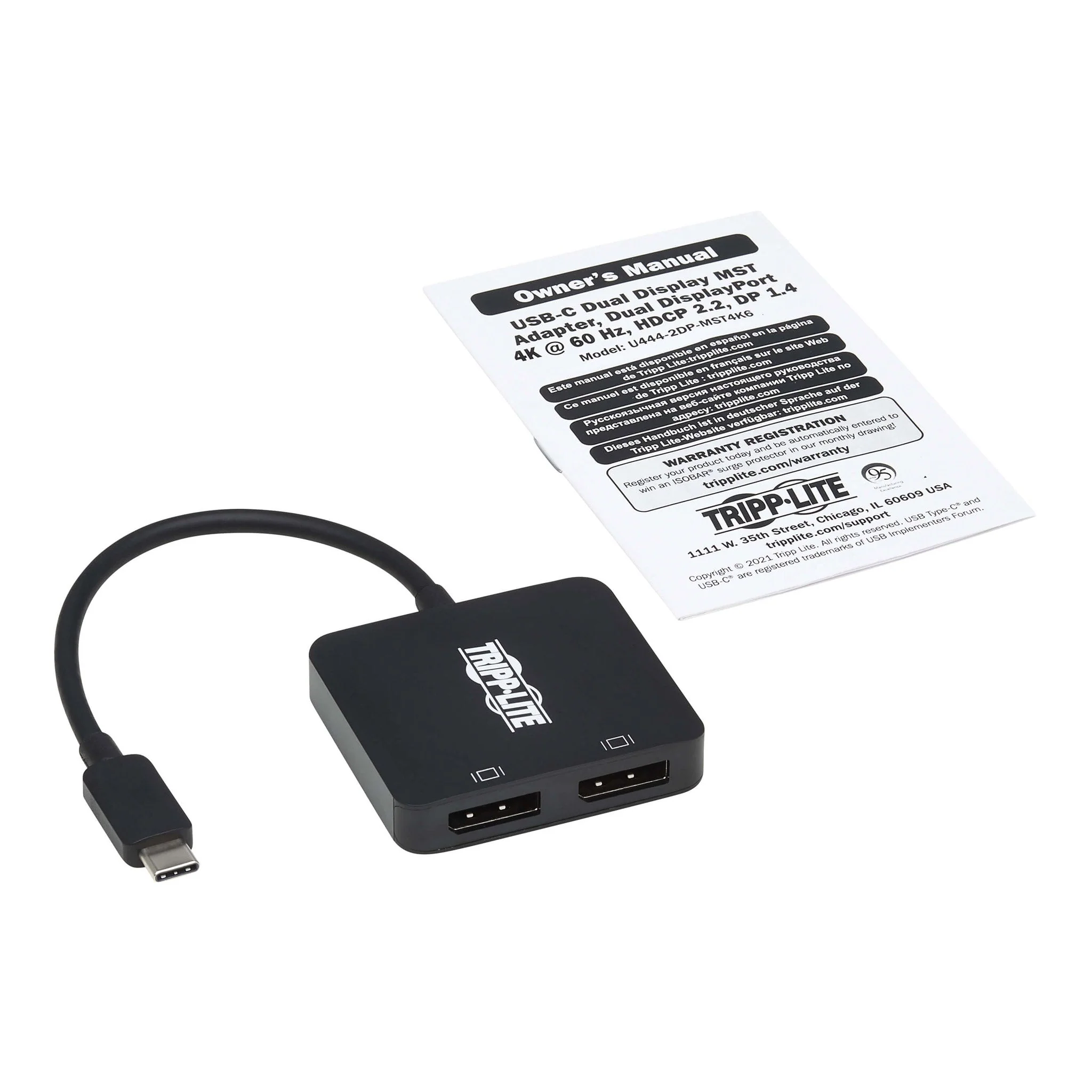 Tripp Lite U444-2DP-MST4K6 4K USB-C to DisplayPort Dual Display Adapter - Image 8