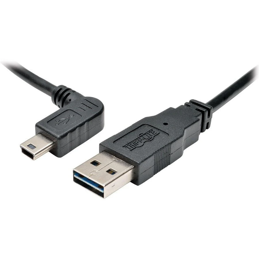 Tripp Lite UR030-003-LAB 3ft Universal Reversible USB 2.0 USB-A Male to Left Angle USB-B Mini Male Cable - Image 2