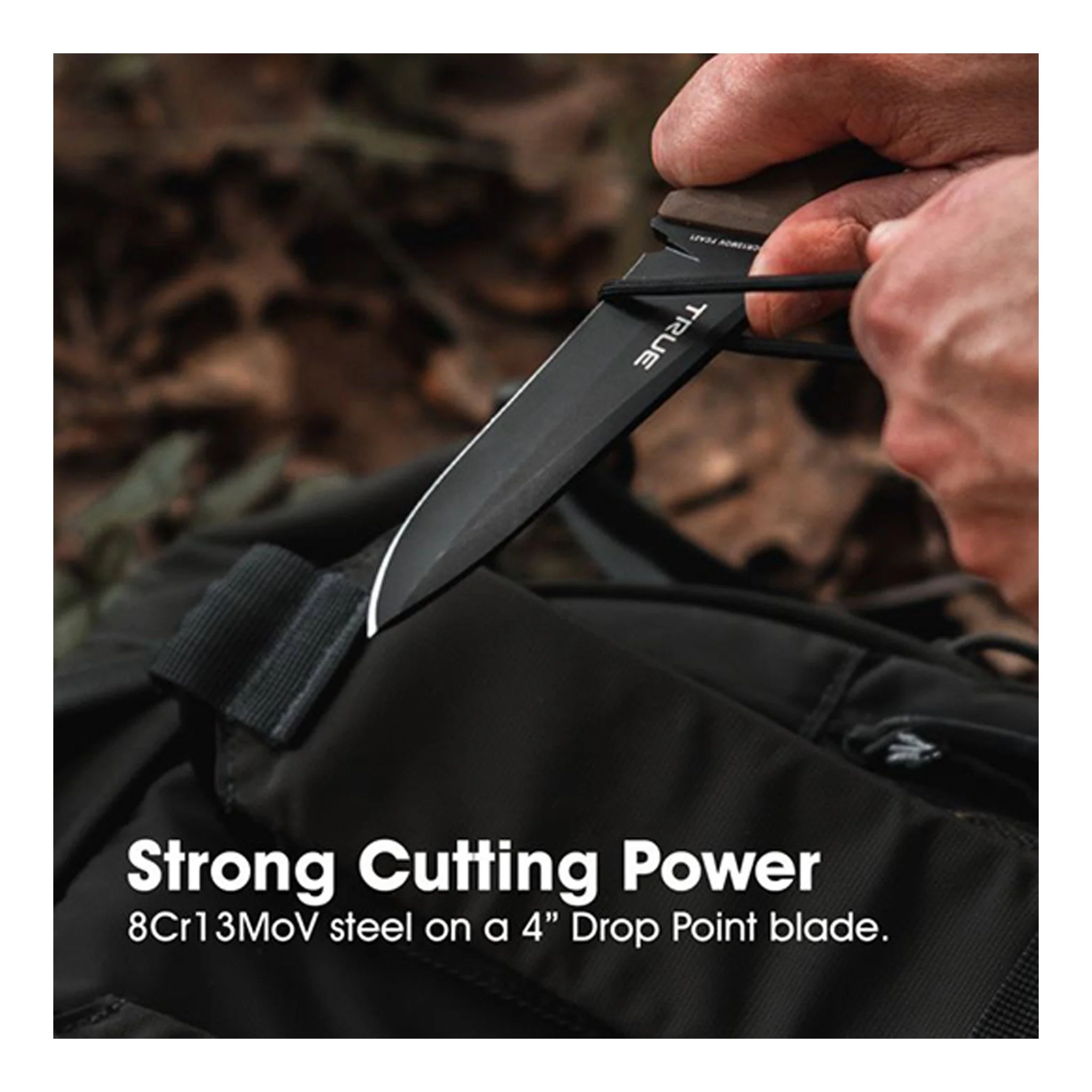 True TRU-FXK-0001 4" Full Tang Drop Point Fixed Blade EDC Knife by NEBO - Image 2