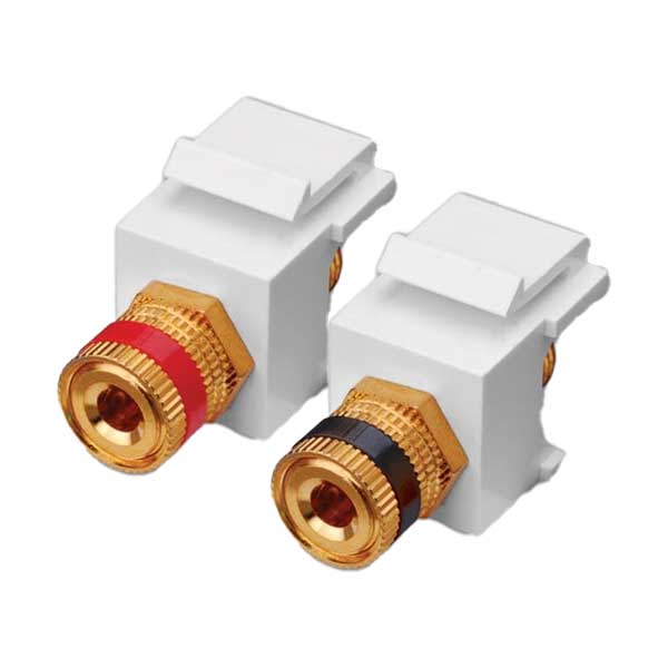 Vanco Gold-Plated Binding Post Keystone Inserts- 1-Pair Red & Black Keystone Insert - White (820407)