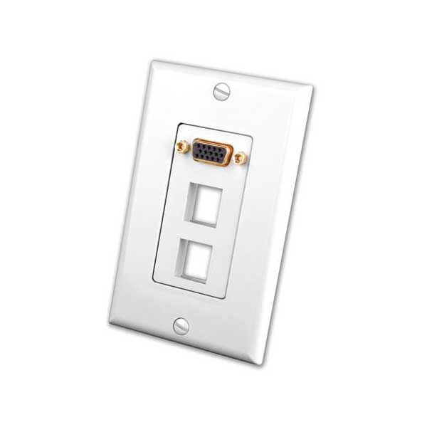 Vanco S-VGA Wall Plate Insert with Dual Keystone Openings (White)
