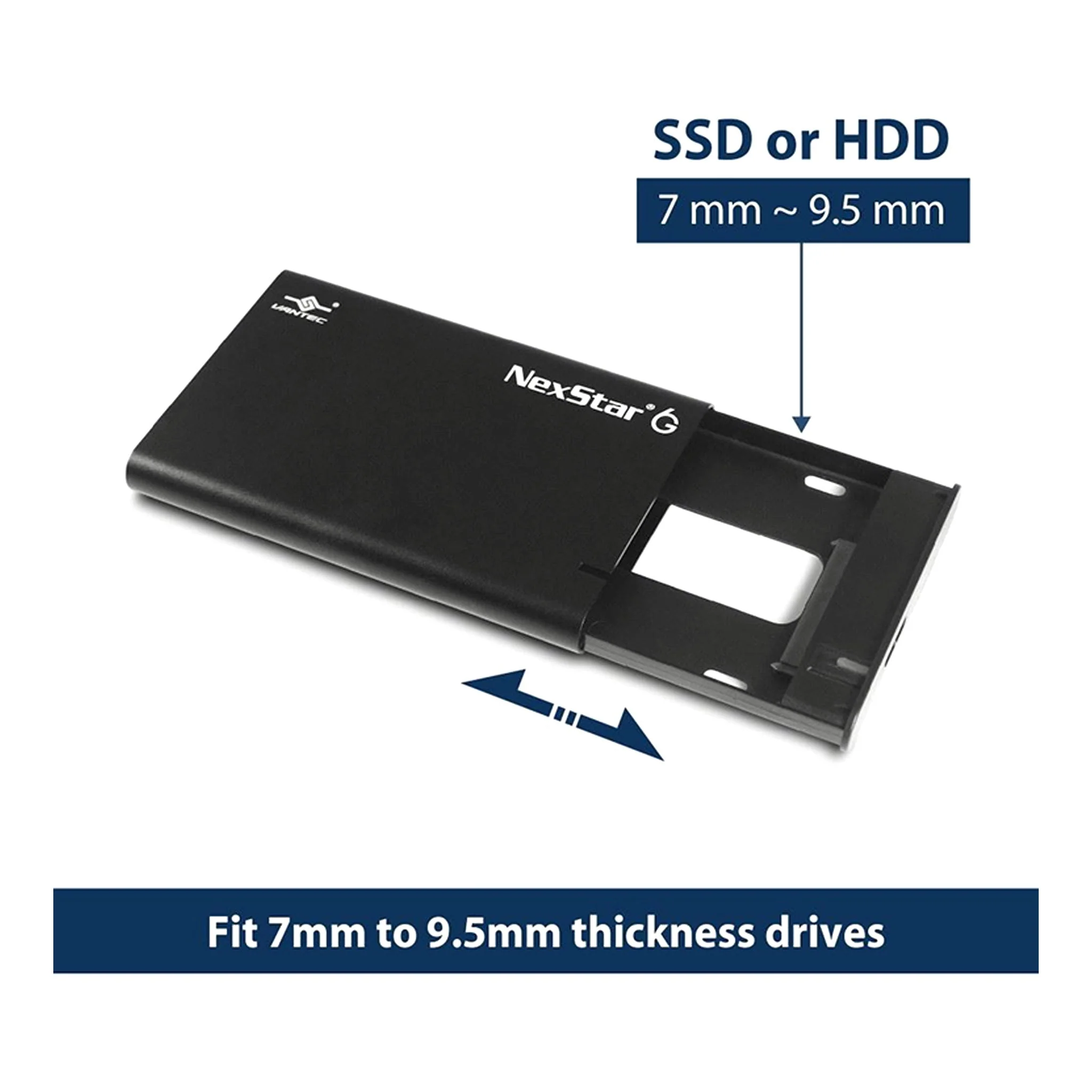 Vantec NST-268S3-BK 2.5” SATA III to USB 3.2 Gen1 External SSD/HDD Enclosure - Black - Image 5