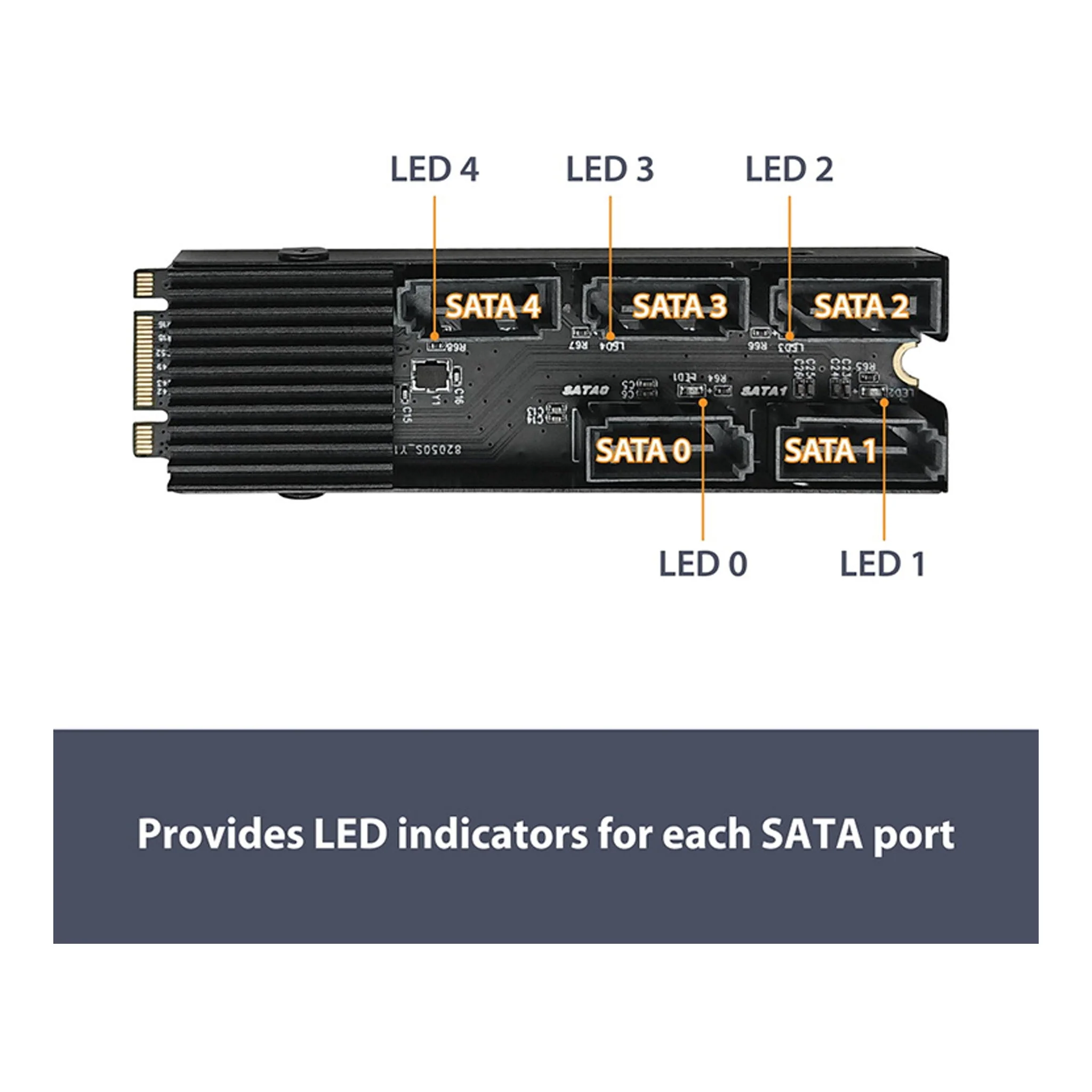 Vantec UGT-M2670 M.2 PCIe Gen3x2 B+M Key To 5 Ports SATA III Expansion Card - Image 5