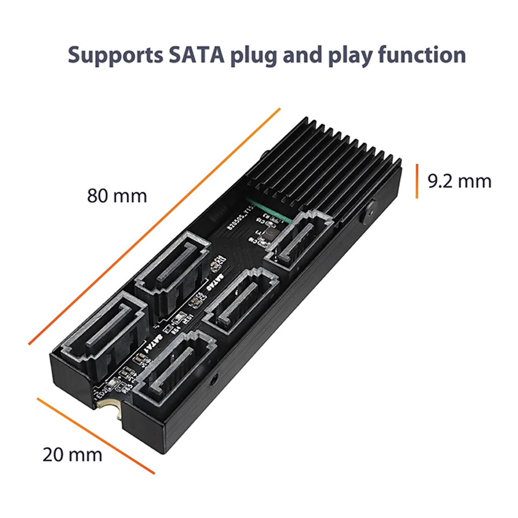 Vantec UGT-M2670 M.2 PCIe Gen3x2 B+M Key To 5 Ports SATA III Expansion Card - Image 6