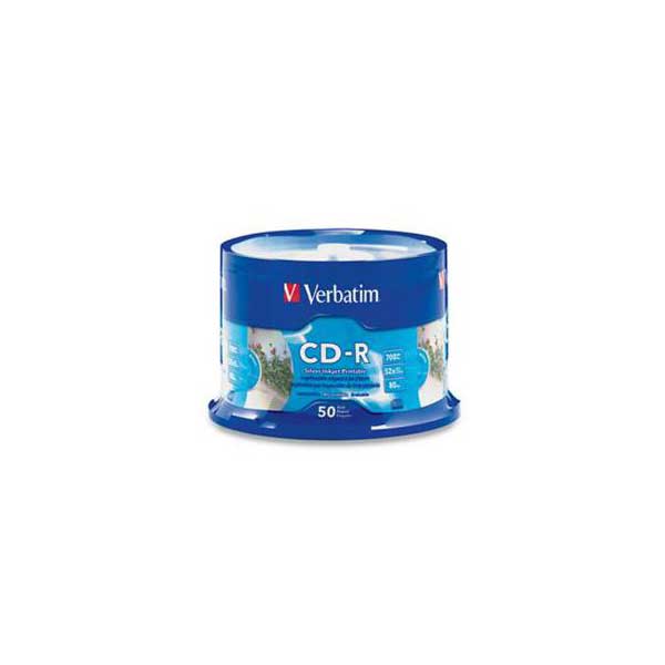 Verbatim CD-R 700MB 52X Silver Inkjet Printable (50pk Spindle)