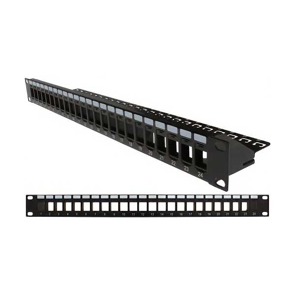 Vertical Cable 24-Port 1U Blank Keystone Patch Panel with Cable Manager | 043-382/24/1U