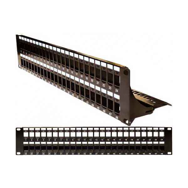 Vertical Cable 48-Port 2U Blank Keystone Patch Panel with Cable Manager | 043-384/48/2U