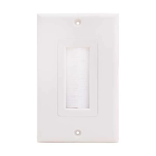 Vertical Cable Single Gang Feedthrough Wall Plate Brush Type | White | 307-520B/1G/WH - Image 2