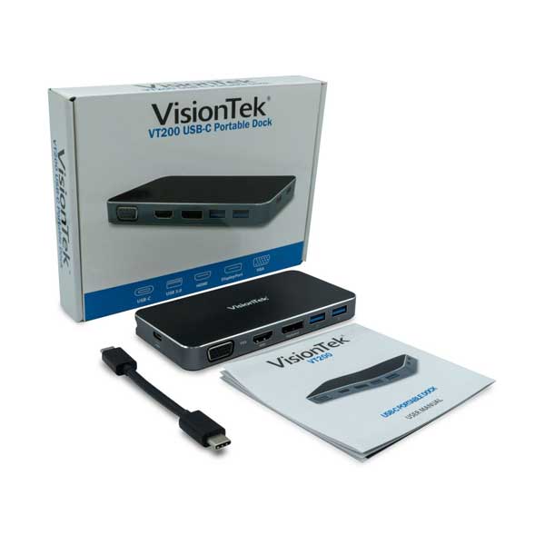 VisionTek 901226 VT200 Dual Display USB-C Docking Station with Power Passthrough - Image 5