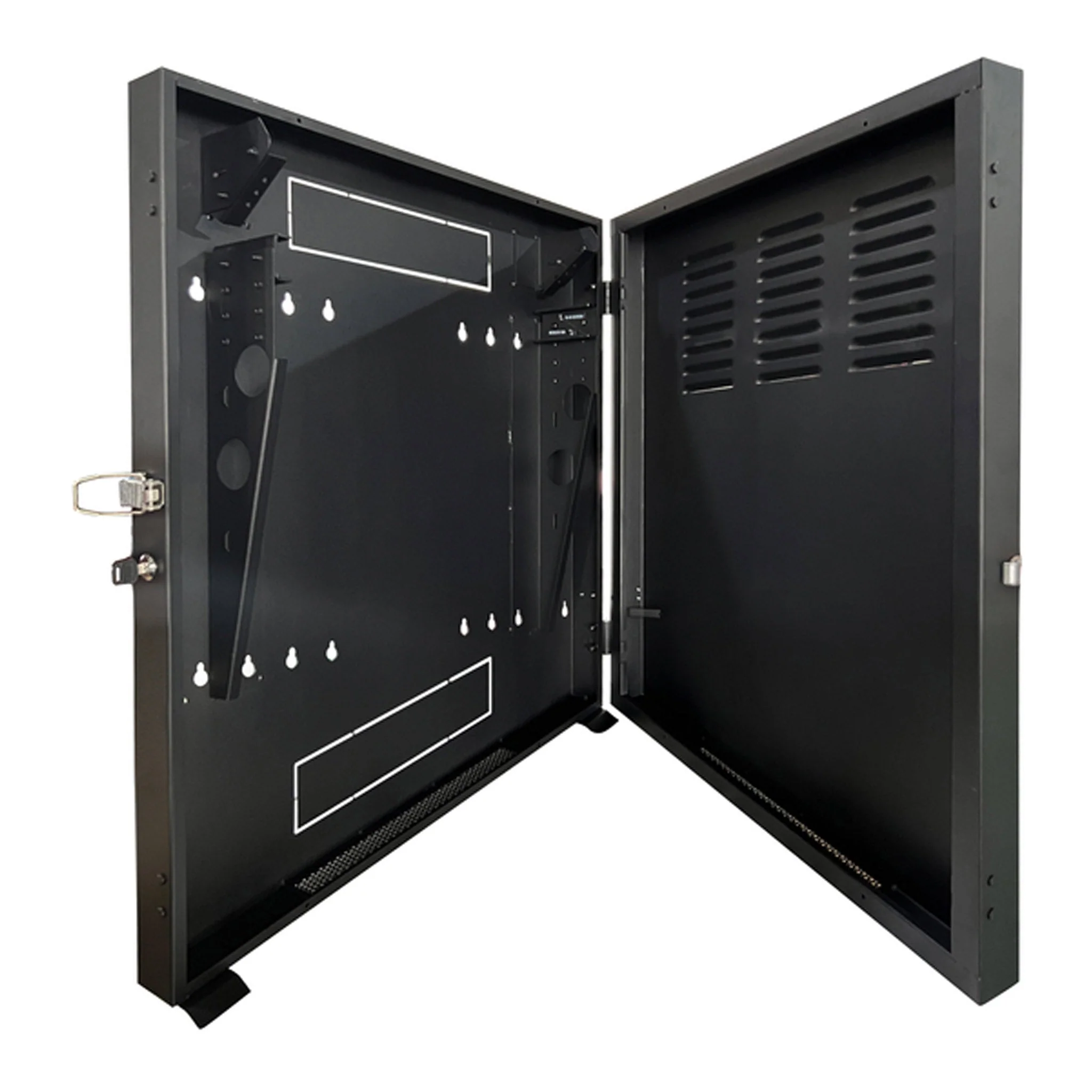 VMP ERVWC-2U20 2U Vertical Equipment Wall Cabinet with Locking Hinged Body - Black - Image 2