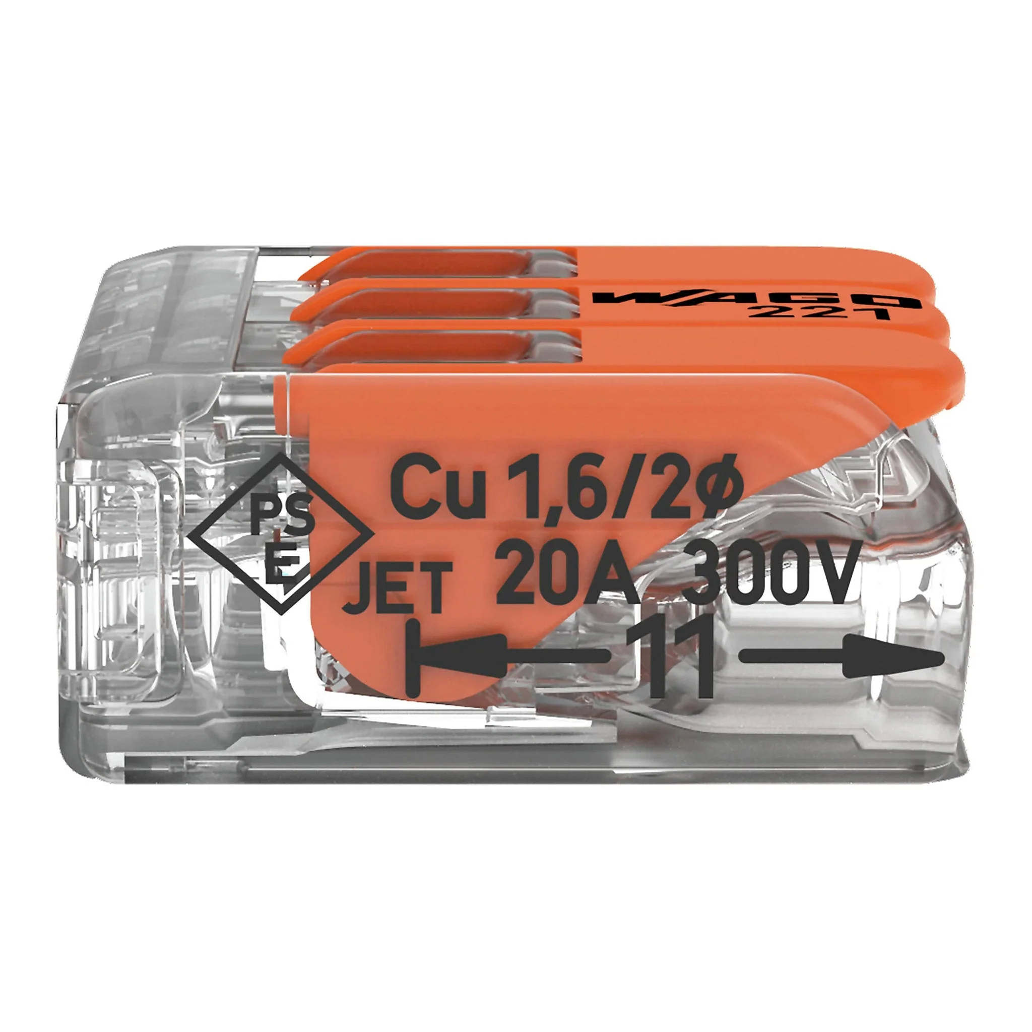 WAGO 221-413 24~12AWG 3-Conductor Compact Splicing Connector with Operating Levers - Image 2