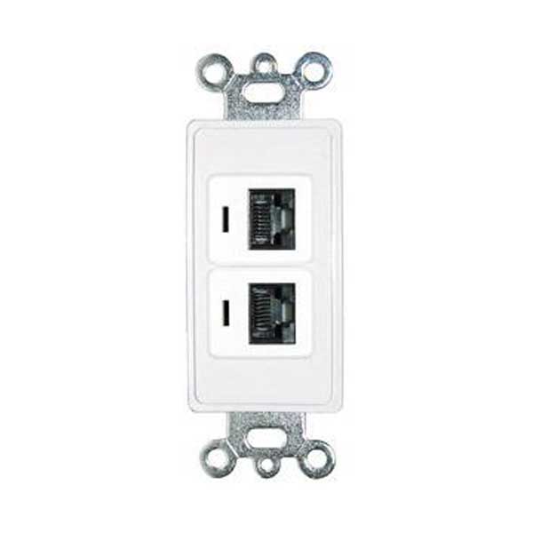 Wall Plate Insert w/ 2 Cat5e Ports - White