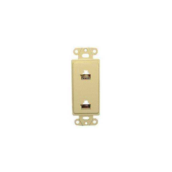 Wall Plate w/ Dual 6P8C / 6P8C Jacks - Ivory
