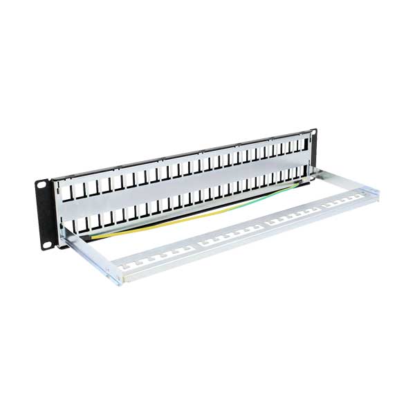 Wavenet BPPWM‐48 2U 48-Port Blank Keystone Patch Panel with Copper Ground Wire and Removable Lacing Bar - Image 2