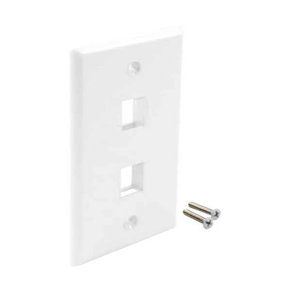 Wavenet FP02PWH-S 2-Port Single Gang Flush Mount Keystone Wallplate - White