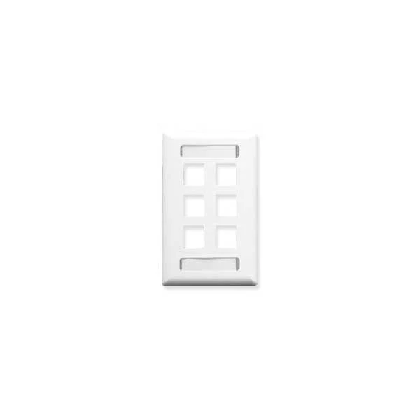 Wavenet FPW6PWH-S 6-Port Single Gang Flush Mount Keystone Wallplate with Labeling Windows - White