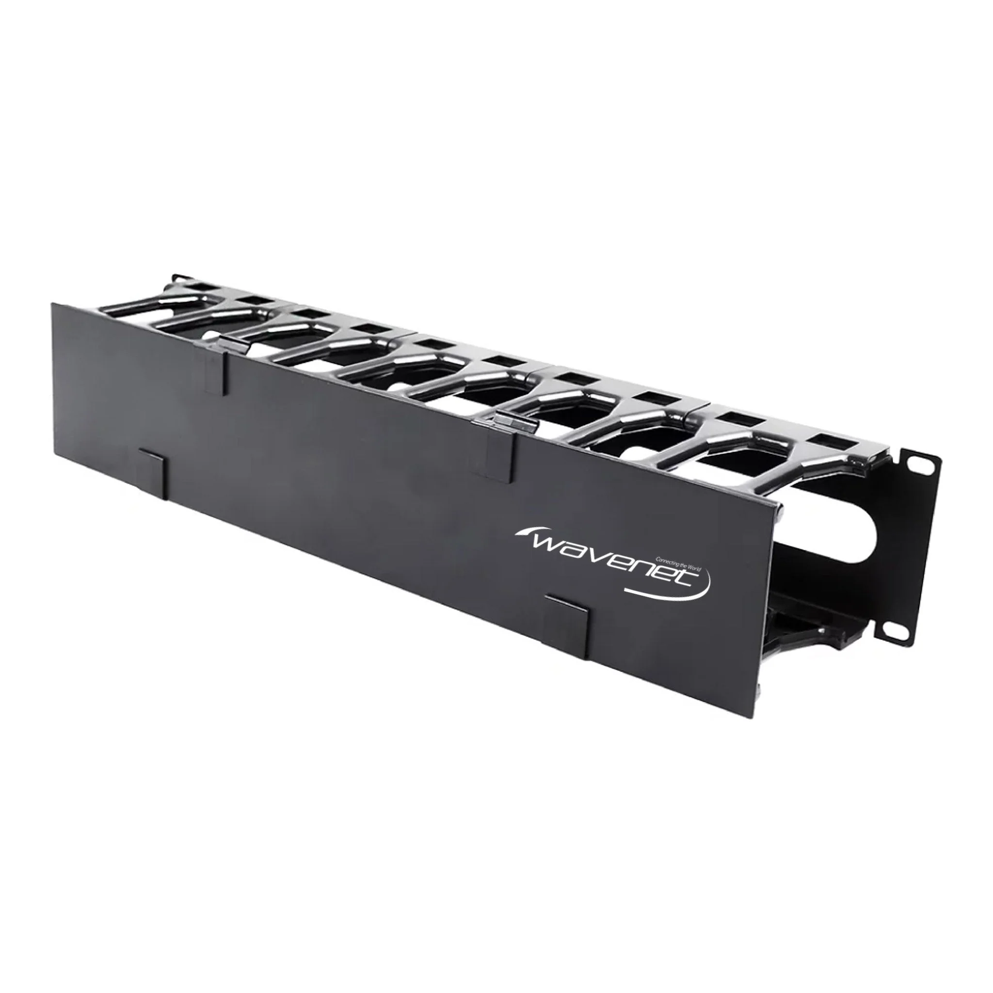Wavenet MDH-SSW-2U 19in 2U Single‐Sided Horizontal Cable Manager with Plastic Finger Duct and Cover - Black - Image 2