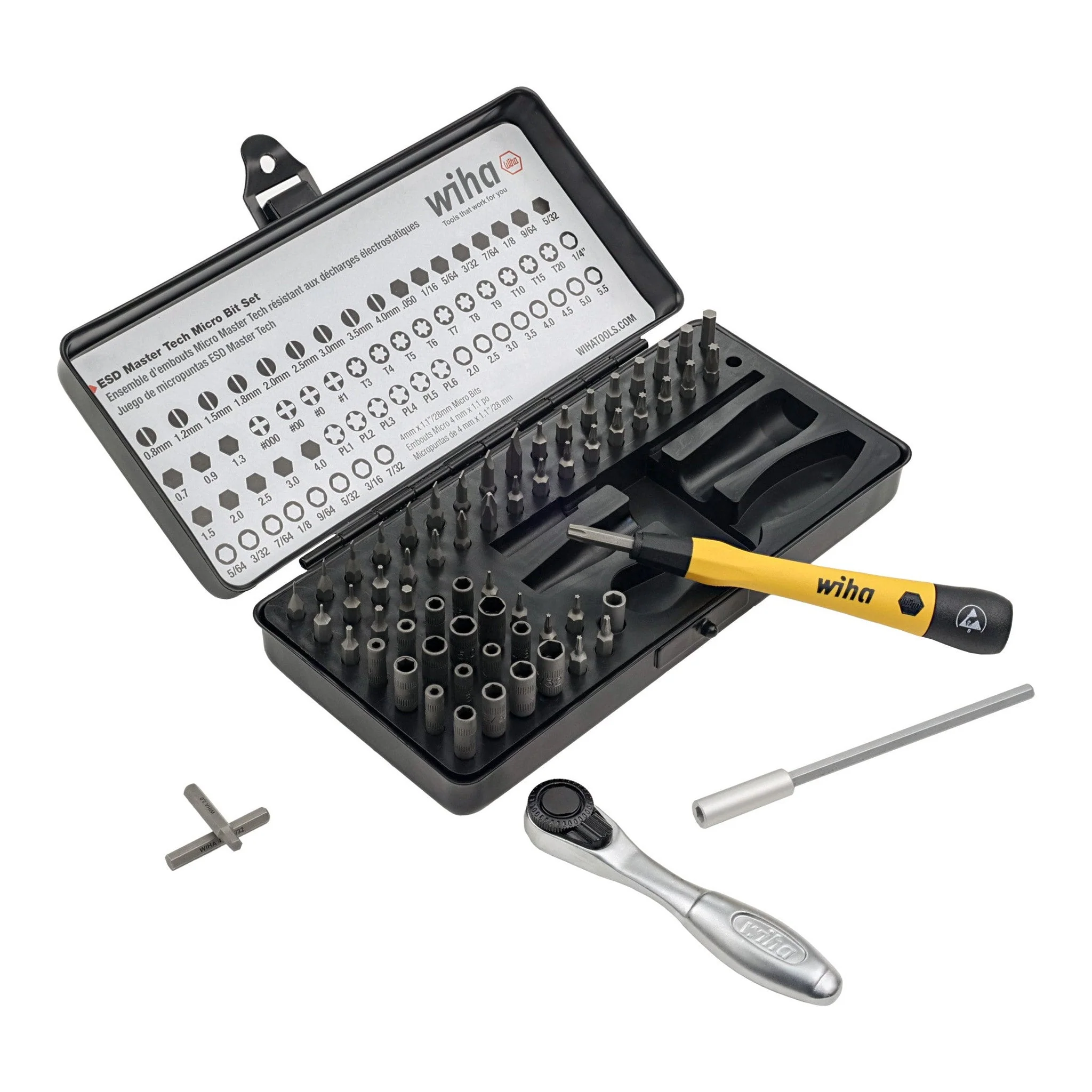 Wiha 75965 65-Piece System 4 ESD Safe Master Technician's Ratchet and MicroBits Set - Image 3