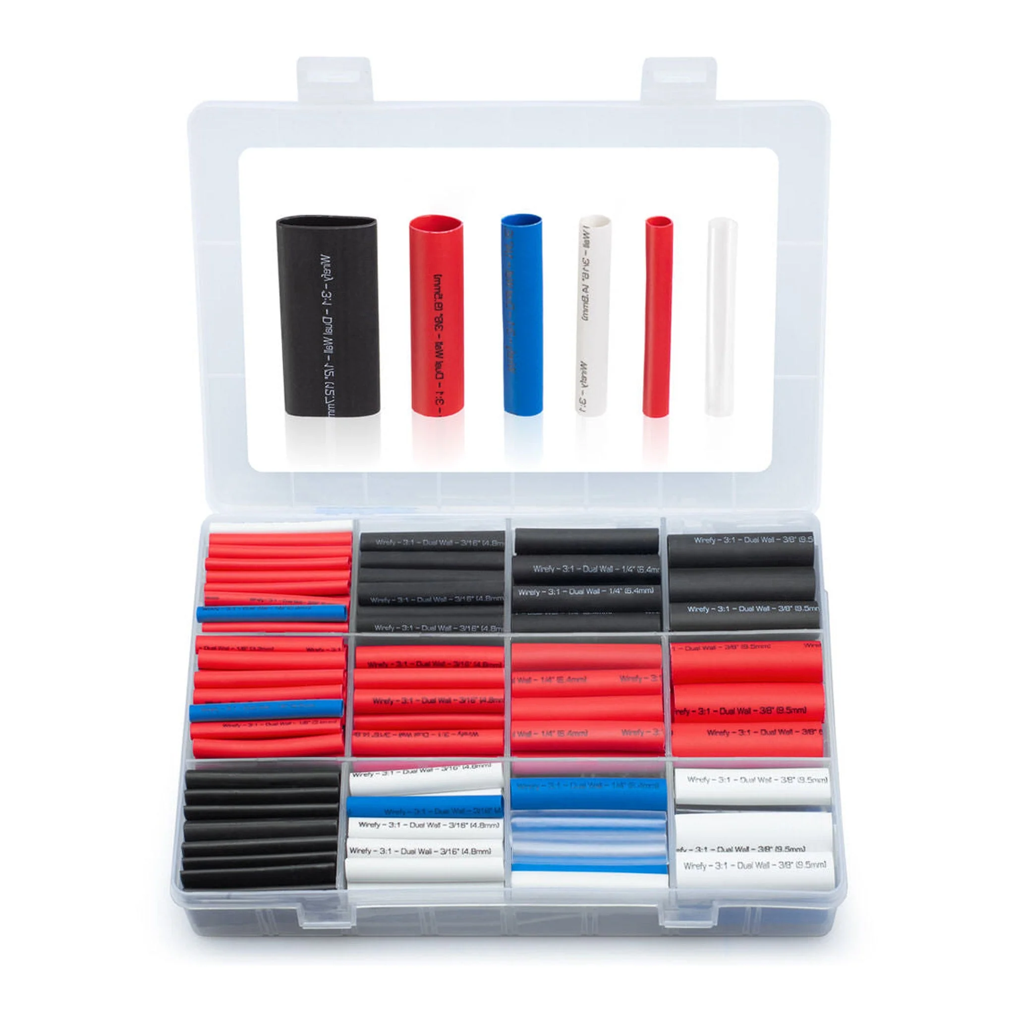 Wirefy 275-Piece 5-Color 3:1 Adhesive Heat Shrink Tubing Kit