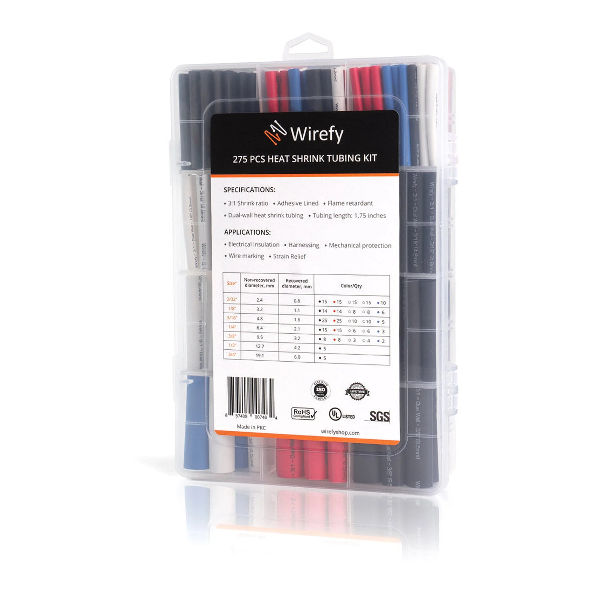 Wirefy 275-Piece 5-Color 3:1 Adhesive Heat Shrink Tubing Kit - Image 2