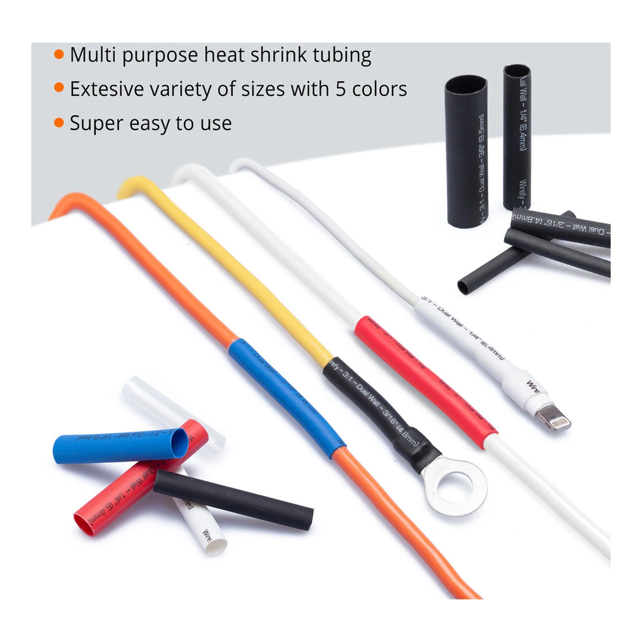 Wirefy 275-Piece 5-Color 3:1 Adhesive Heat Shrink Tubing Kit - Image 7