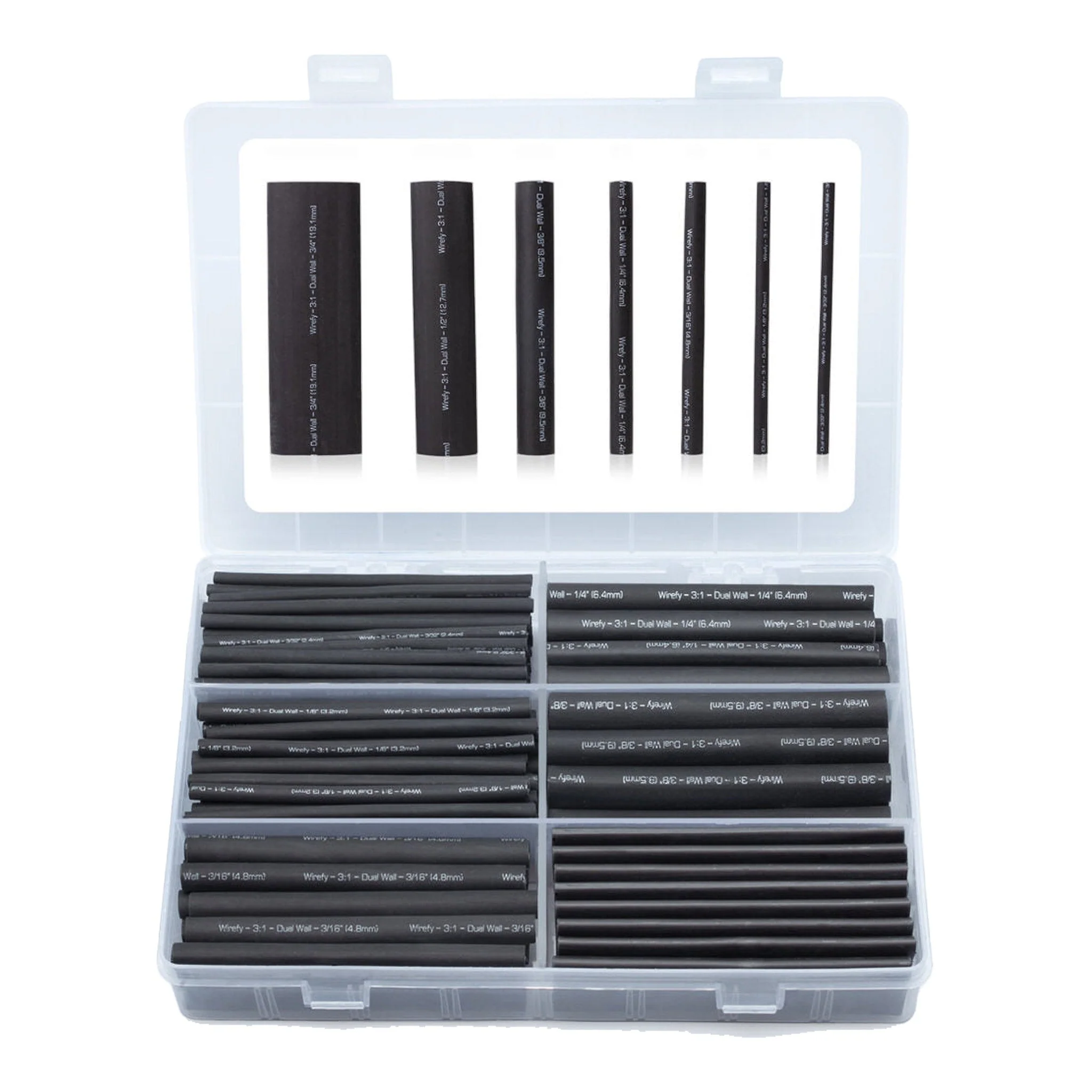 Wirefy DWT-180 Heat Shrink Tubing Kit - 180-Piece, Black