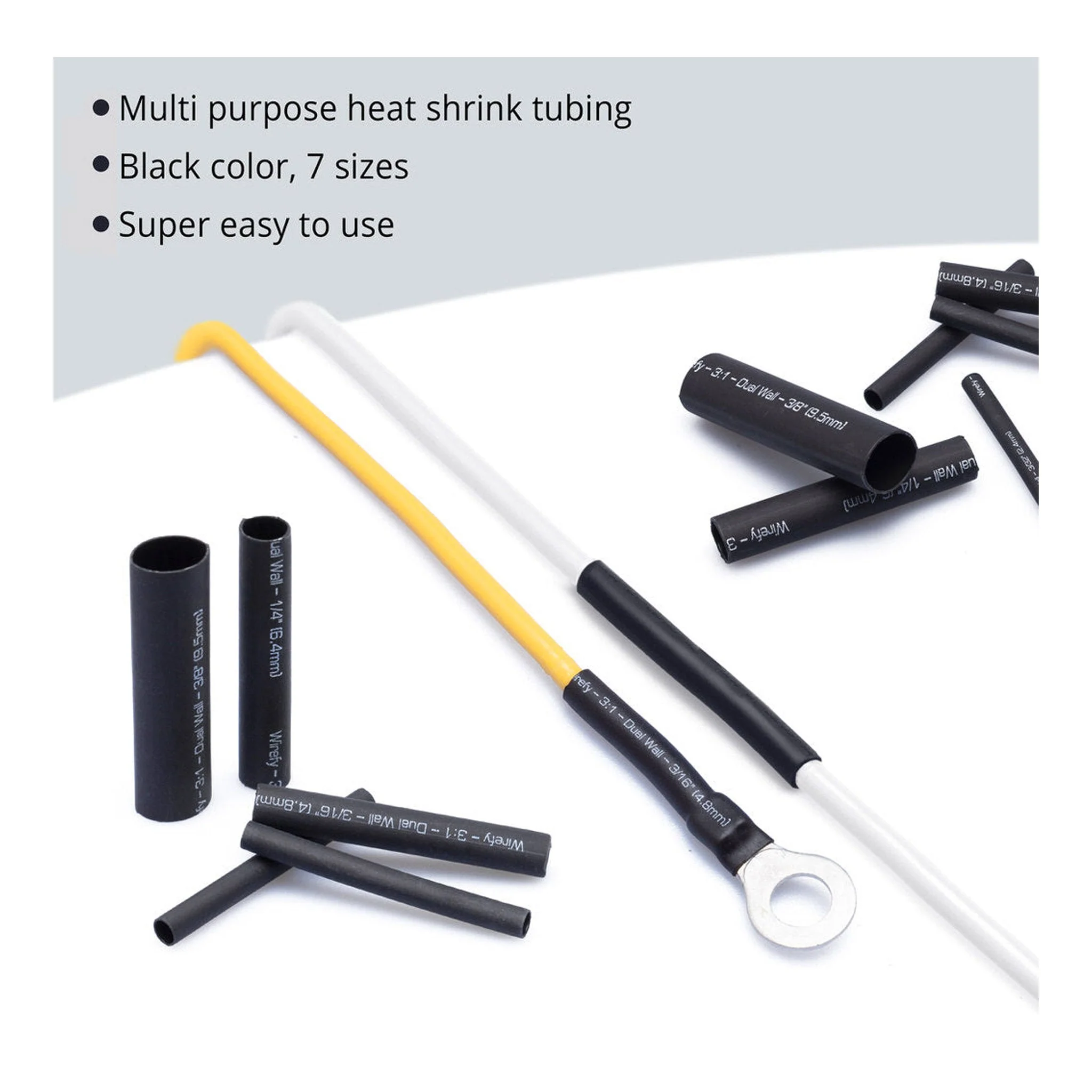 Wirefy DWT-180 Heat Shrink Tubing Kit - 180-Piece, Black - Image 6