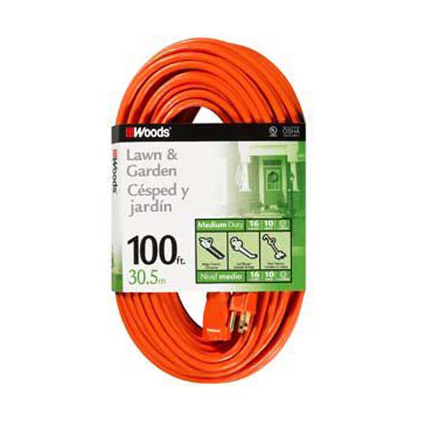 WOODS Outdoor Round Vinyl Extension Cord - 100'