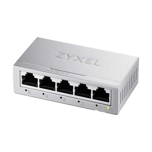 Zyxel V5 5-Port Gigabit Desktop Unmanaged Switch with QoS | Metal | Silent & Fanless | GS-105BV5
